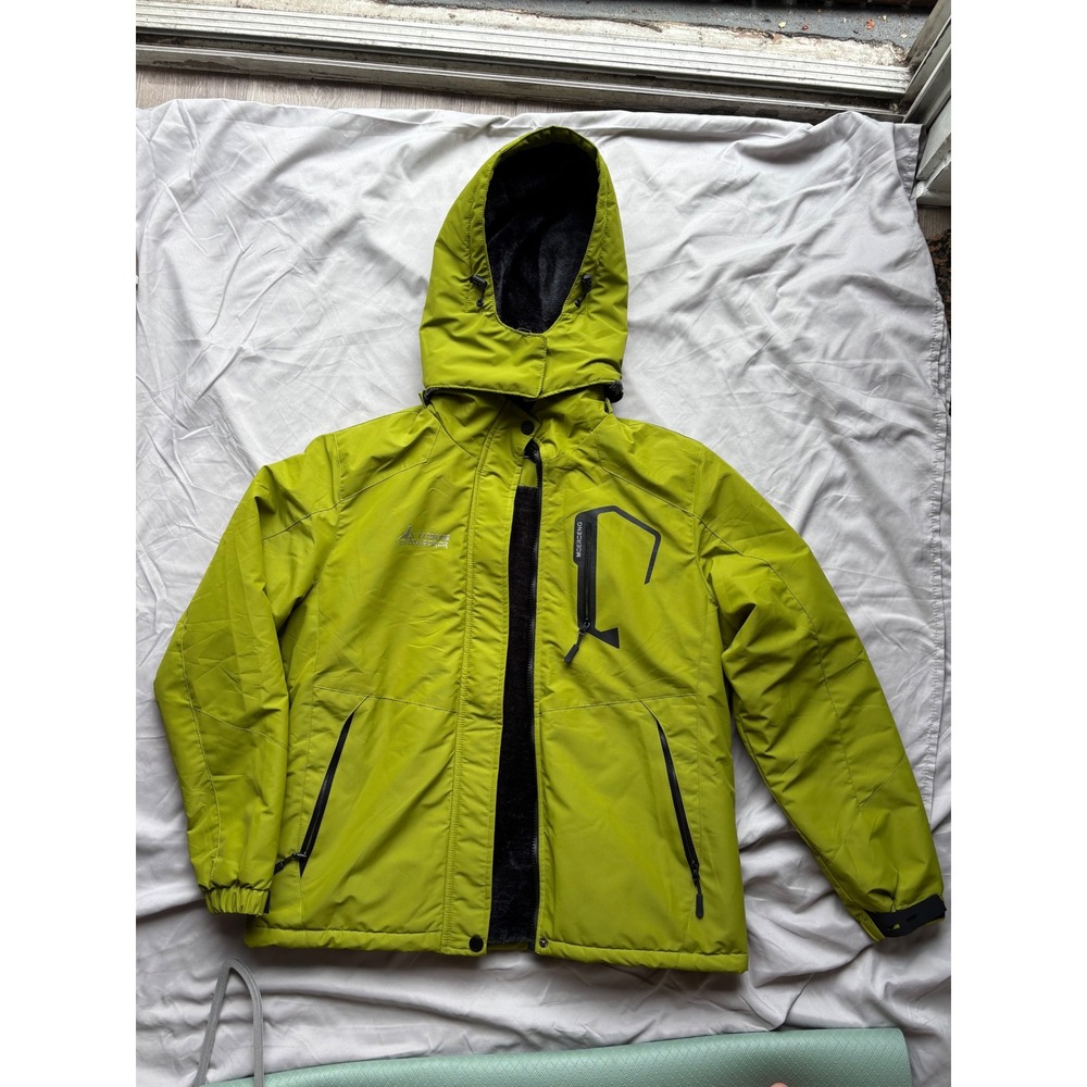 Moerdeng Unco & Boror Ski Jacket Lime Green Waterproof Fleece Lined Hooded M